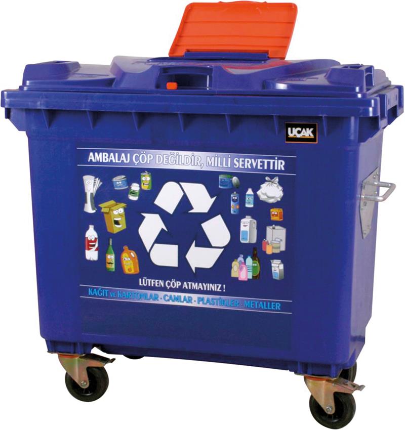 Mobile Garbage Containers with Plastic and Paper Waste Lids