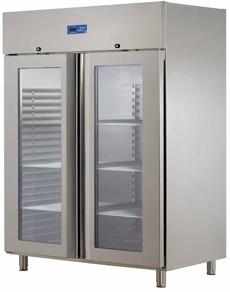 Холодильник со стеклянной дверью из нержавеющей стали (вертикальный)