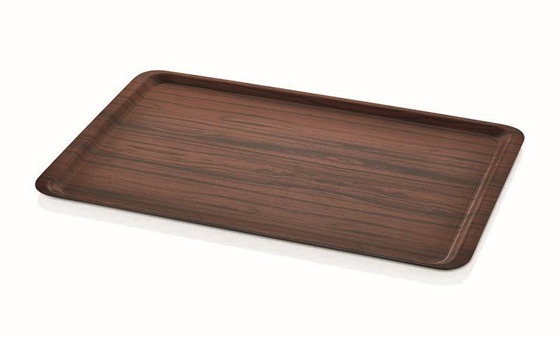 Non-Slip Walnut Rectangular Tray