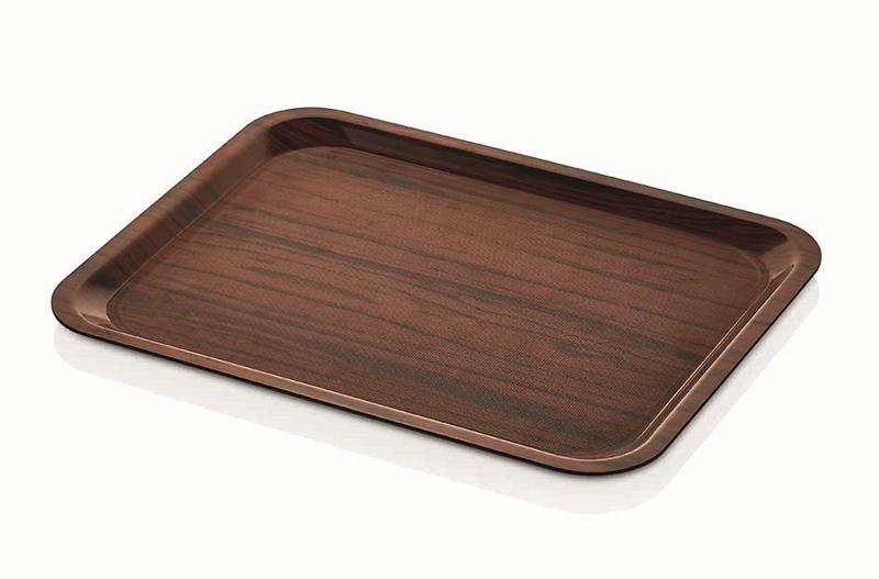 Non-Slip Walnut Rectangular Tray